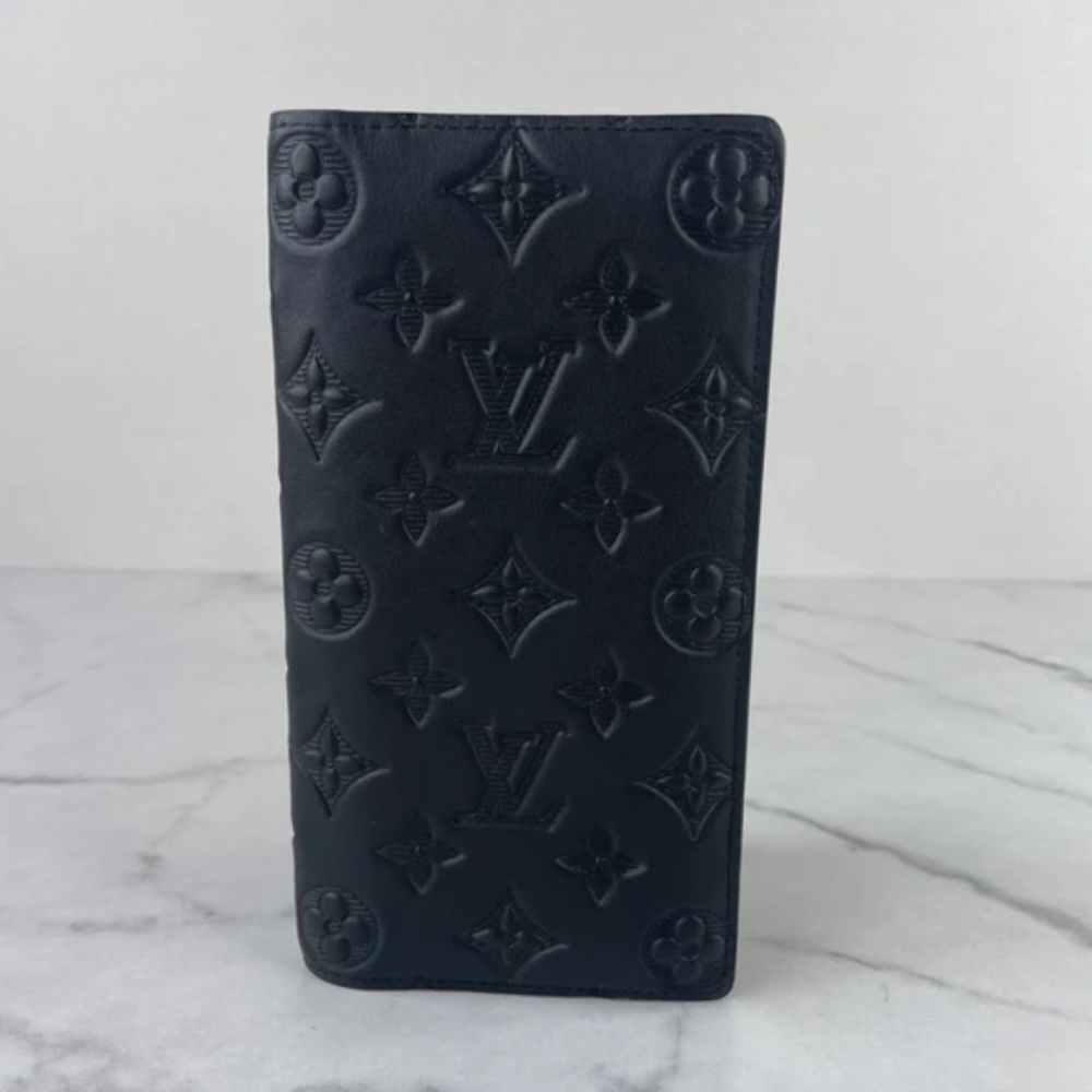 LOUIS VUITTON BLACK MONOGRAM SHADOW BRAZZA WALLET